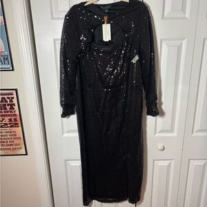 NWT !! Eloquii Women’s Two Piece Black Sequin Dress and Shrug- Plus Size 18